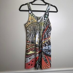 Colorful Abstract Pattern Sleeveless Tunic or Dress Y2K Size M, Made in USA, EUC